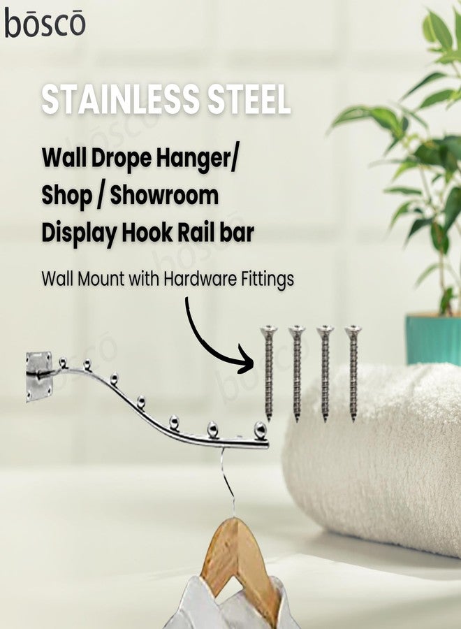 BOSCO Beads Stainless Steel Heavy Duty Wall Mount Hook - 5 Ball Pin Dots Wall Drope Hanger with Hardware Fittings - Rustproof Multipurpose Organizer Rack for Home, Shop & Hotel - Pack of 2 (Steel) - Image 5